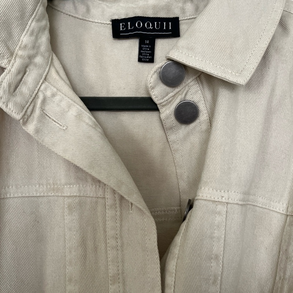 Eloquii Beige Button-Up Dress with Belt - Picture 5 of 6